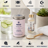 Vitalidad - Hongo de Nieve Orgánico "El Hongo de la Belleza" Extracto doble 10:1 para Hidratación y Enfoque de la piel - Disponible en 5 tamaños: 75, 100, 125, 200 y 250 gramos. Bolsa de cáñamo incluida!