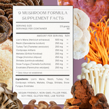 Fórmula de 9 hongos Orgánicos: Melena de león, Reishi, Cordyceps, Chaga, Cola de Pavo, Hongo de Nieve, Shiitake, Maitake y Enokitake. Disponible en 5 tamaños: 75, 100, 125, 200 y 250 gramos. Bolsa de cáñamo incluida!