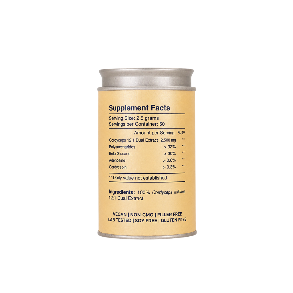 Energía - Cordyceps militaris Orgánico 12:1 Extracto Dual de Espectro Completo "Energía, Resistencia, Aguante, Actuacíon" - Disponible en 5 tamaños: 75, 100, 125, 200 y 250 gramos. Bolsa de cáñamo incluida!